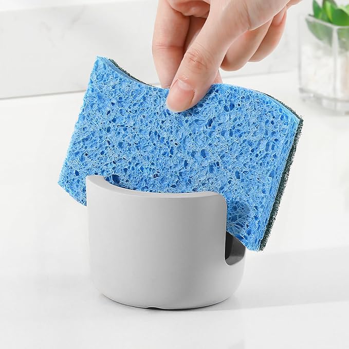 Luxspire Diatomite Sponge Holder for Kitchen Sink, Fast Drying Stone Sponge Holder, Water Absorbing Stone Dish Sponge Caddy for Kitchen Sink Counter, Light Gray, Small
