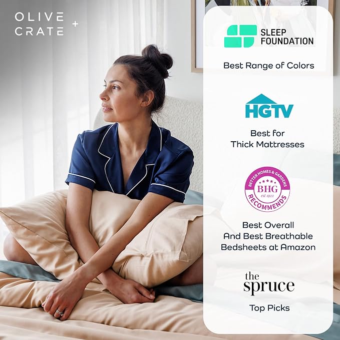 Olive + Crate Tencel Eucalyptus Pillowcases - 100% Tencel Lyocell Cooling Pillow Cases for Hot Sleepers - Hypoallergenic, Moisture-Wicking, Silk Alternative, Queen Size Set of 2 [Terracotta Clay]