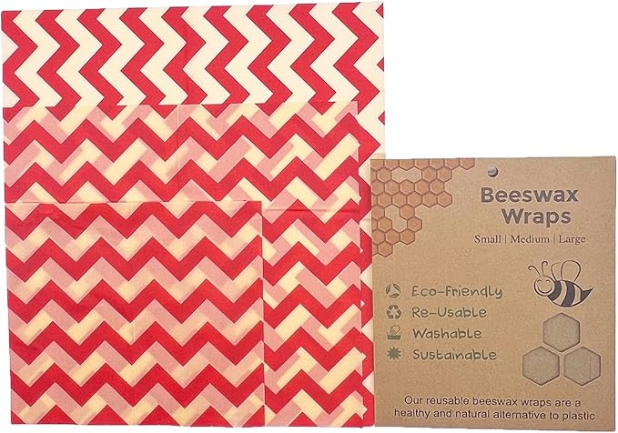 Beeswax Wraps Red Wave Wrapping Paper 3 PCS Set Reusable Beeswax Paper Food Wrap Reusable Wax Food Wrap for Bread