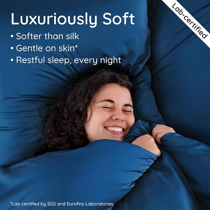 Bambaw 100% Viscose Derived from Bamboo Pillowcase King Size – Set of 2 Cooling Pillow Cases King with Envelope Closure, Navy Blue Pillow Case, Breathable & Super Soft Pillow Cases (Navy Blue)