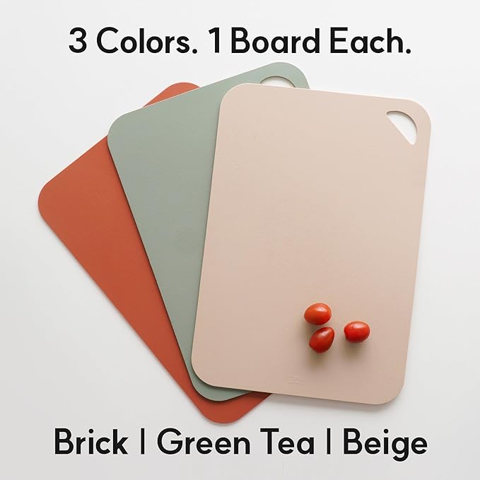 Flexible Cutting Board – Premium TPU Cutting Mat, Thick, Knife Friendly, Non-Slip, Dishwasher Safe Kitchen Prep Board, Made in Korea, Beige Large (1 Pack)