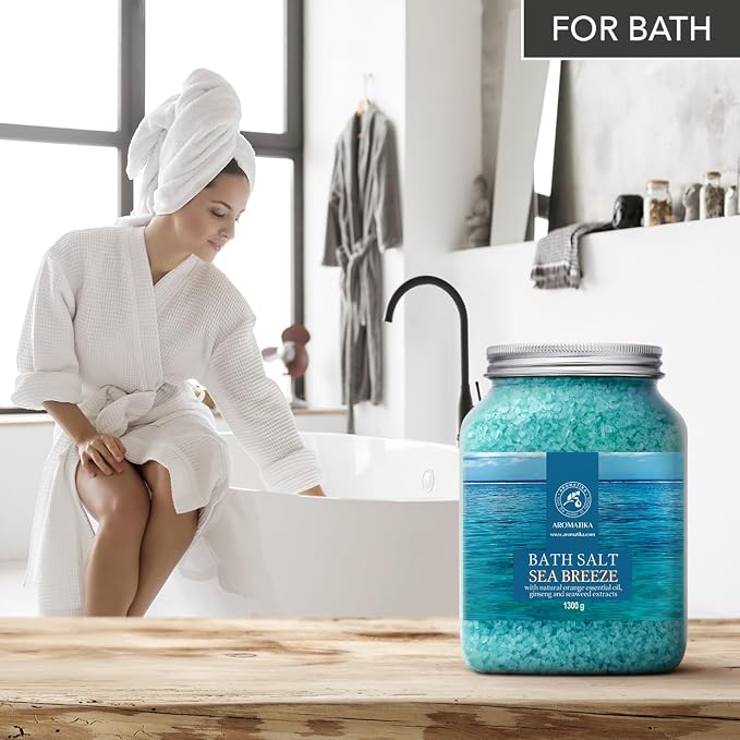 Bath Sea Salt Set 2X 46 Oz - Sea Breeze Salt - Natural Bath Sea Salts - Best for Relaxing - Calming - Body Care - Beauty - Aromatherapy