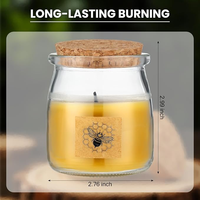 Conelist Beeswax Candle in Glass Jar, 100% Pure Beeswax Candle Organic Long Burning Yellow Bees Wax Bridesmaid Gift for Bridal Shower Bachelorette Party(8.5oz)