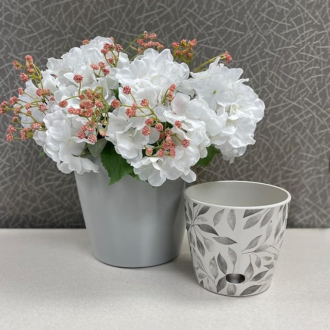 7" & 5" Round Self-Watering Plant Pot Set, Indoor/Outdoor Use