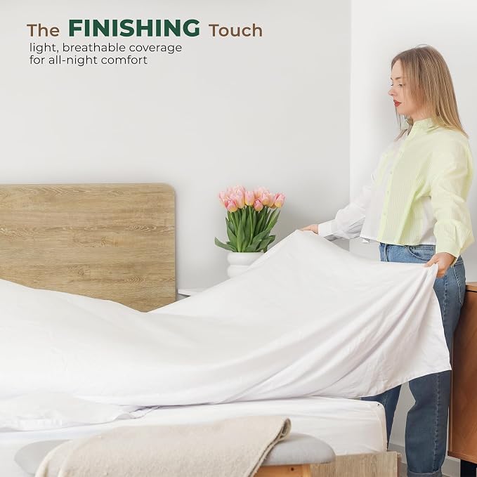 THREAD SPREAD 100% Organic Cotton Percale Flat Sheet California King Size - 1 PC Flat Sheet, Light Grey - Crisp, Cool & Strong Bed Linen, Top Sheets for Hot Sleepers, Luxury Breathable GOTS Certified