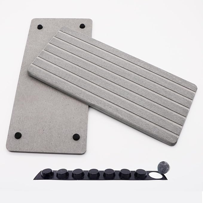 Water Absorbent Diatomite Coasters 12.2 Inch x 5.5 Inch 2 Pcs Grooved Design Diatomaceous Earth Soap Holder Grey Water Absorbing Stone Tray for Sink Cups Plants Cosmetic Bottles
