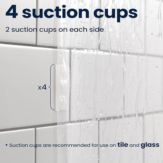 downluxe Shower Curtain Liner, PEVA Plastic Shower Liner with 3 Magnets, 72" x 72" Waterproof Bathroom Curtain, Suction Cups Heavy Clear, 1 Pack