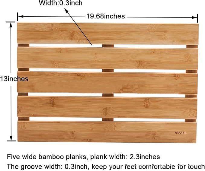Wooden Bamboo Bath,Natural Wooden Shower Mat,Bamboo Wood Bath Mats for Bathroom,Non Slip Bathmat, Wooden Rug for Shower Tub Spa and Sauna Floors,for Indoor Outdoor,50x50cm/20x20in