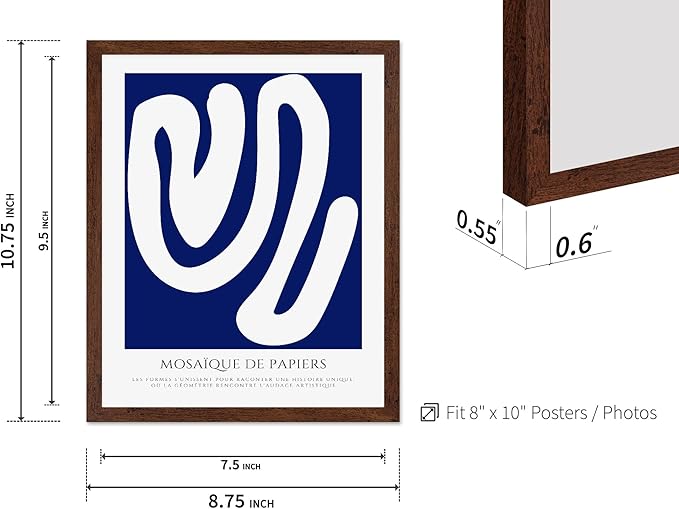 Monem Art Organic Paper Cut Abstract Print - Modern Minimalist Shape Poster - Wall Decor for Living Room, Bedroom or Office - 8x10 Brown Framed Wall Art by Rs Lab Studio