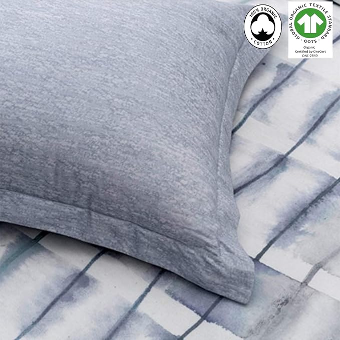 A1HC Echelon Reversible Print Organic Cotton Pillowcase (Set of 2) | GOTS Certified Organic Cotton Pillowcase | Dust, & Wrinkle Resistant| Long Staple Cotton| 21" x 30"