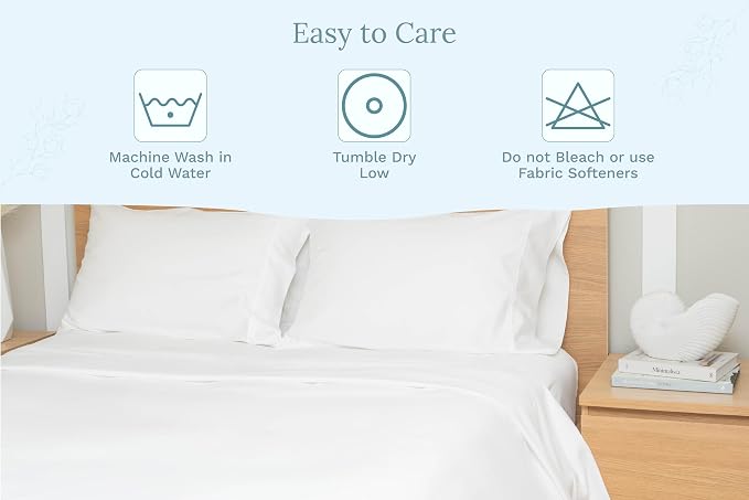 Organic Cotton Twin Sheets Set - 100% Organic Cotton, GOTS Certified, 400 Thread Count, Deep Pocket, Chemical-Free, Soft Sateen Weave, Hypoallergenic, All-Season, Breathable Sheet Set (Twin - White)