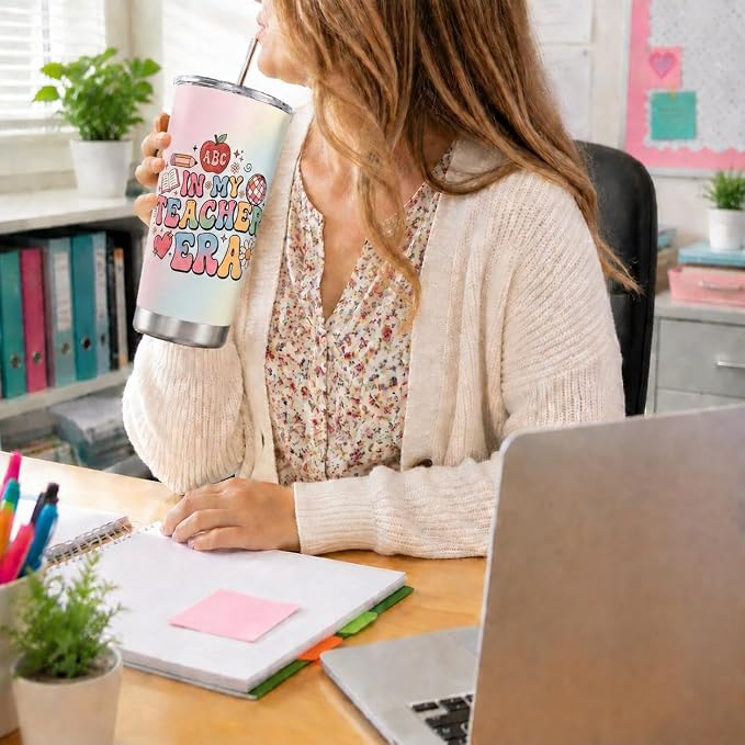 Best Teacher Appreciation Gifts 20 oz Insulated Tumbler for Women Teacher | Teacher Week Gift 20oz Insulated Tumbler for Thanksgiving Birthday Back to School Pre K Preschool Christmas Coffee Travel Mug