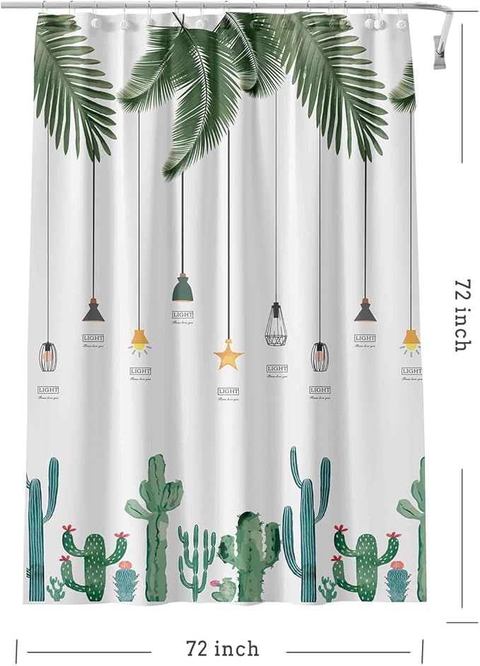 TIKABC Shower Curtain Liner, 4G PEVA Banana Leaves Shower Liner, Plastic Waterproof Shower Curtains, 72x72 inch with Grommet Holes 3 Magnetic Weights