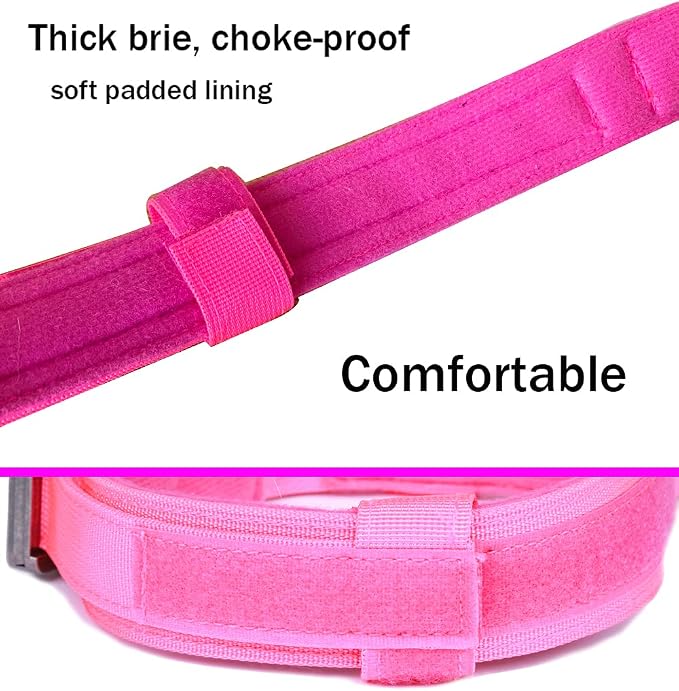 Tactical Dog Collar Adjustable Military Nylon Dog Collar with Control Handle and Heavy Duty Metal Buckle for Medium and Large Dogs (Pink,XL)
