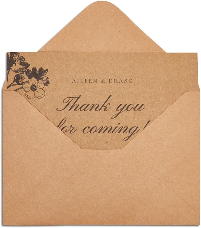 Sustainable Greetings Blank Cards & Envelopes - Customizable Greeting Card & Wedding Invitation Set - Bulk Thank You Notes & Envelopes - Printer-Friendly Stationery Set - 48-Pack, 4x6 in, Brown