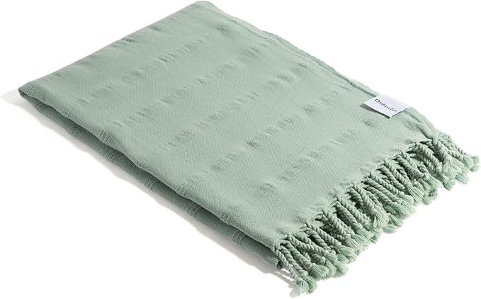 InfuseZen Stonewashed Turkish Cotton Bath and Beach Towel - Light Green | 100% Organic, Thin, Soft, Lightweight, Absorbent, Quick-Drying, Large Peshtemal, Sand-Resistant for Shower, Pool, Spa, Travel