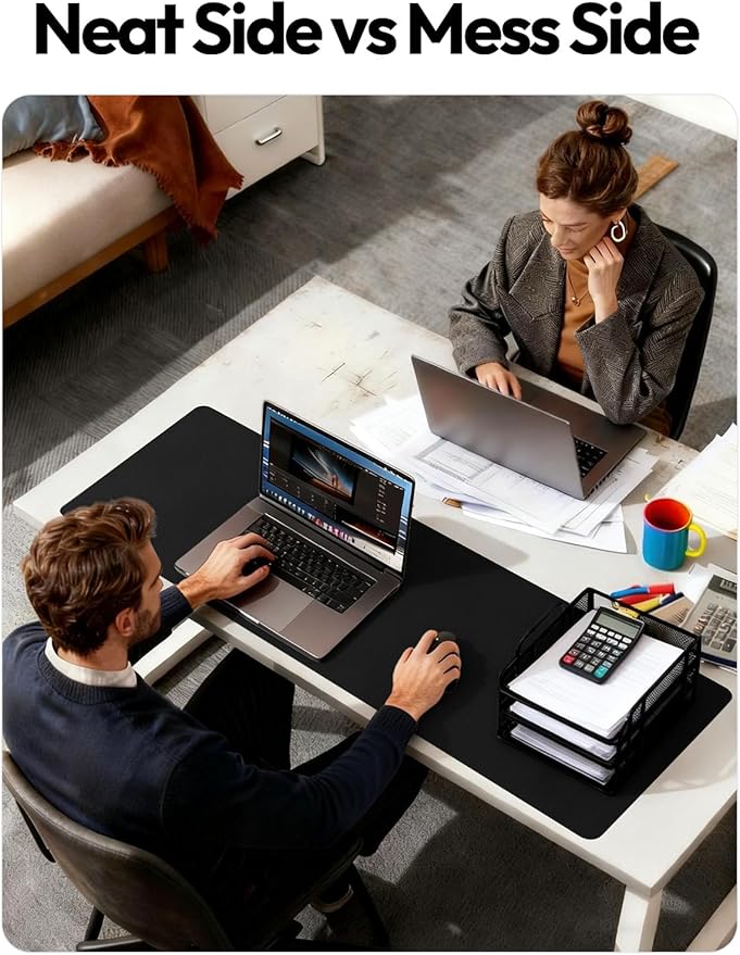 YSAGi Leather Desk Protector, Office Mat, Large Mouse Mat, Non-Slip PU Leather Blotter, Laptop Desk Mat, Waterproof Writing Pad for Office and Home(Black, 40" x 24")