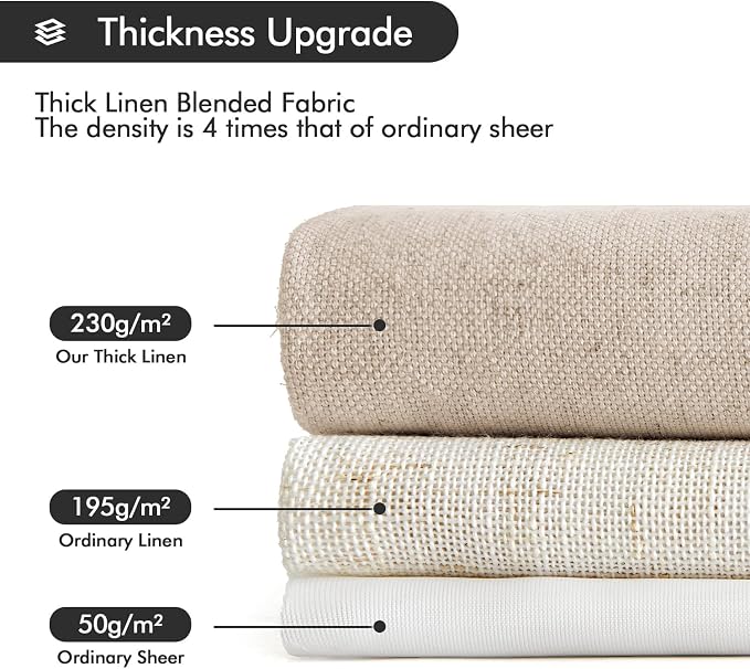 MIULEE Non-See-Through Privacy Linen Curtains 2 Panels, Light Filtering Window Curtains Farnhouse Textured Back Tab Semi Sheer Drapes for Bedroom Living Room, 52 x 72 Inches Long, Beige