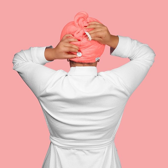 Noughty 97% Natural Pink Microfibre Hair Towel, Hair Towel Wrap Quickly Absorbs Moisture, Reduces Breakage, Combats Frizz, Pink