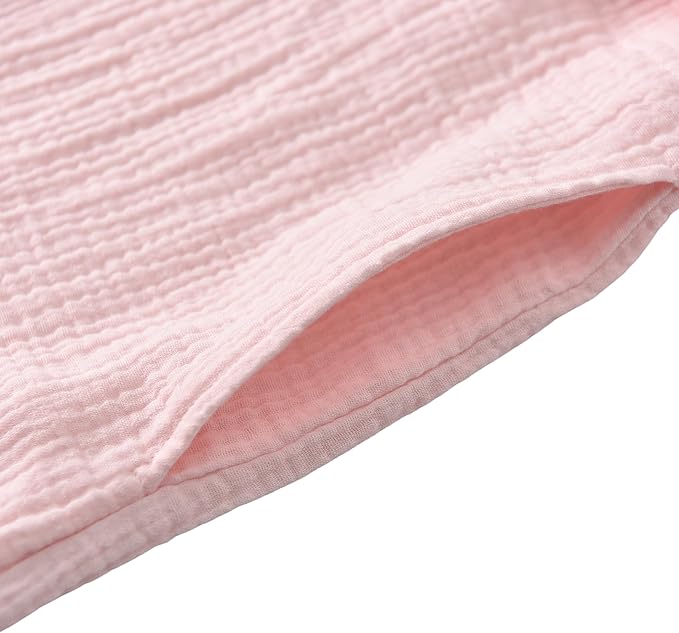 Women's Organic Cotton Bathrobe Long Sleeve Nightgowns Lightweight Waist-Tie Bath Robe for Home Spa Muslin Cotton Beach Wear