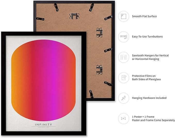 Monem Art Infinity Spectrum Gradient Print - Modern Geometric Abstract Poster - Wall Decor for Living Room, Bedroom or Office - 12x16 Black Framed Wall Art by Rs Lab Studio