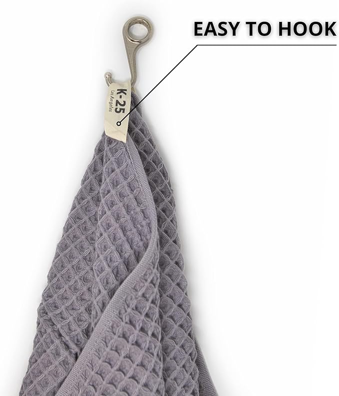 K-25 Waffle Towels for Bathroom, 100% Cotton Quick Dry Towel, Lightweight, Soft K25 Towel (Bath Towel, Frost Gray)