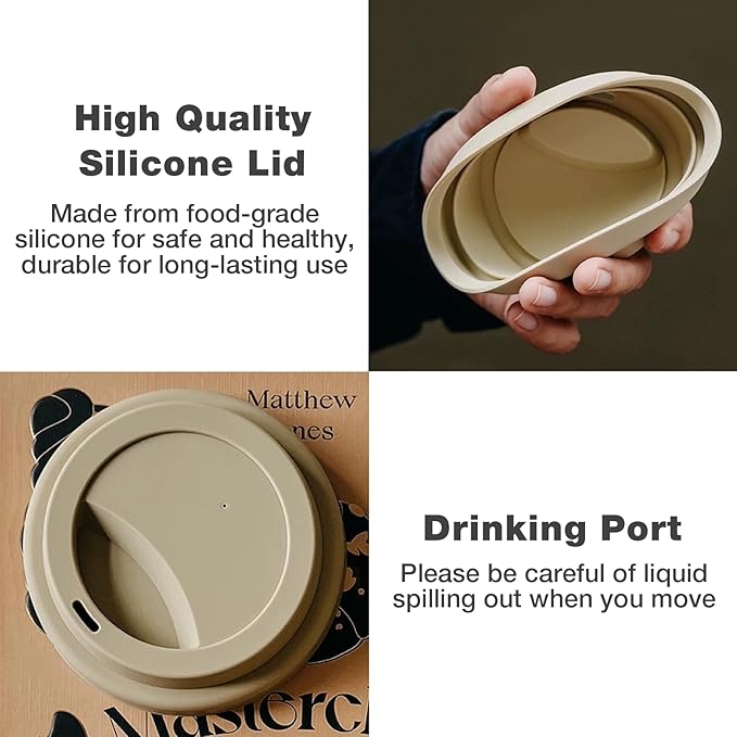 2 Pack Ceramic Travel Mugs with Silicone Lids, 15 oz Portable Coffee Mug Travel Unique To Go Mug, Reusable Coffee Cups with Non-Slip Sleeve, Cappuccino,Tea,Latte,Iced Coffee Cups, Dishwasher Safe