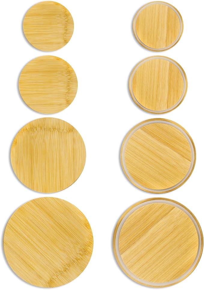 Replacement Wooden Lids for Pyrex, Anchor Hocking Glass Containers, Bamboo Lids for Pyrex Glass Bowls, Bowl Covers with Leakproof Silicone Gasket 1Cup*2+2Cup*2+4Cup*2+7Cup*2