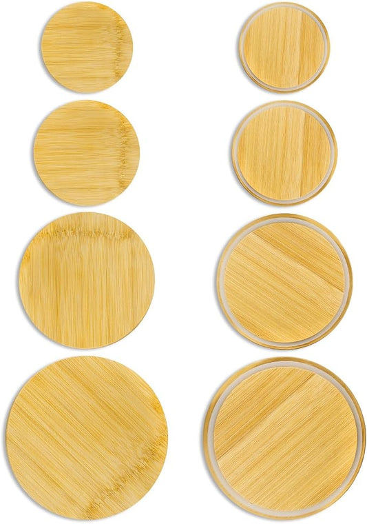 Replacement Wooden Lids for Pyrex, Anchor Hocking Glass Containers, Bamboo Lids for Pyrex Glass Bowls, Bowl Covers with Leakproof Silicone Gasket 1Cup*2+2Cup*2+4Cup*2+7Cup*2