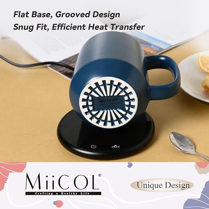Miicol Ceramic Coffee Mug, 16 oz Large Coffee Cup, Tea Mug with Handle, Flat Bottom Mug for Men, Women, Office, Microwave and Dishwasher Safe, Multi-Color, Navy