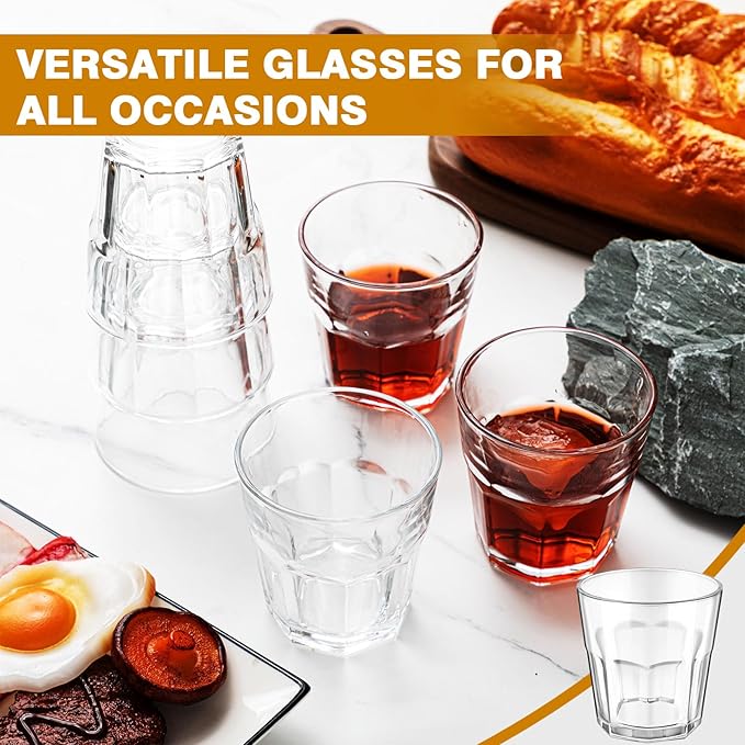 LemonRoad 24 Pcs Rock Bar Stackable Beverage Glasses Dishwasher Safe Drinking Glasses Glass Water Tumblers for Whiskey, Soda, Juice, Milk, Beer, Spirits Daily Use