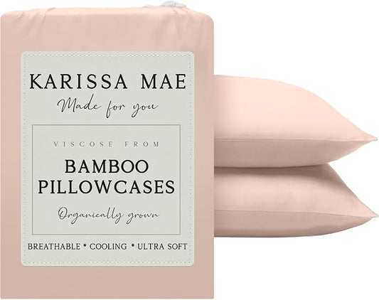 KARISSA MAE Pure Viscose from Bamboo King Size Pillowcase Set | 100% FSC Certified | Luxuriously Soft | Cooling | [Pink Peony]