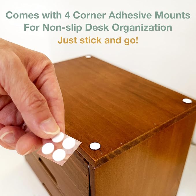 Wooden Single Drawer Unit - Solid Wood Monitor Stand for Desktop Organization and Storage - Stackable Desk Organizer - Rustic Nightstand With Label Holder - Countertop Organizer