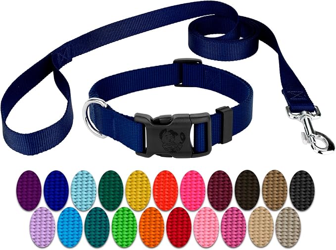 Country Brook Petz - Everyday Nylon Dog Collar and Leash - 10+ Cool Colors (1 Inch, Extra Large, Royal Blue)