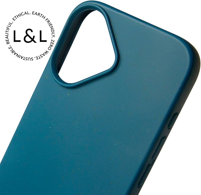 LOAM & LORE Biodegradable Phone Case for iPhone 16, Plastic Free Eco Friendly Phone Case, Plant Based Compostable iPhone 16, Premium Zero-Waste Phone Cover (Blue)