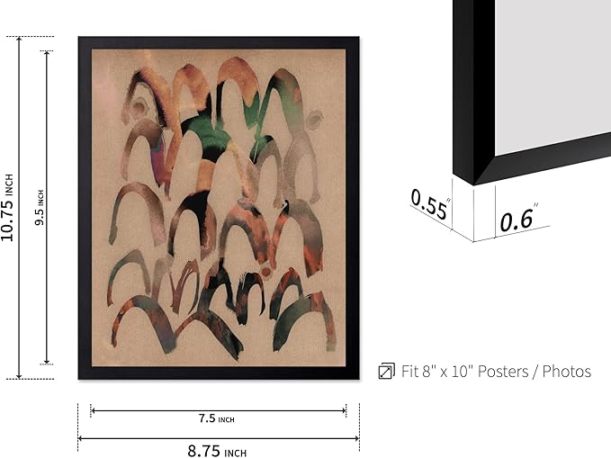 Monem Art Abstract Arch Mark Making Painting Print - Contemporary Peach and Mocha Art Poster - Wall Decor for Living Room, Bedroom or Office - 8x10 Black Framed Wall Art by Renee Stramel