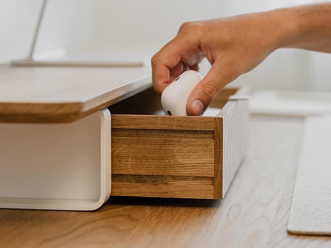 OAKYWOOD Large Modular Drawer – Solid Wood Desk Organizer with Drawers – Document Holder & Office Storage – For Home Office Use – Black Oak – Single Size