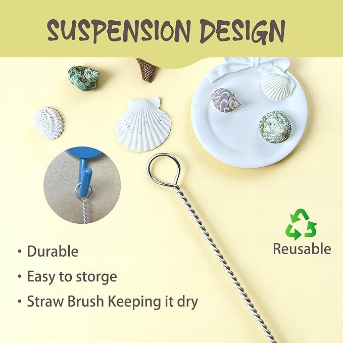Straw Brush Cleaner for Baby Bottles,Stanley Straw Cleaner Brush 8 inch for 20oz Stanley Mugs, Straw Cleaner Brush Extra Long 12-inch,Straw Cleaner with 304 Stainless Steel Wire(8 Pack).