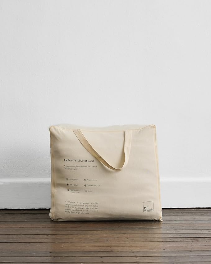 Bed Threads - Does-It-All Duvet Insert - 100% Plant-Based Lyocell Fill - 500 GSM - Medium Weight for All Seasons - Natural Down Alternative - Hypoallergenic & Vegan - Machine Washable - Twin/Twin XL