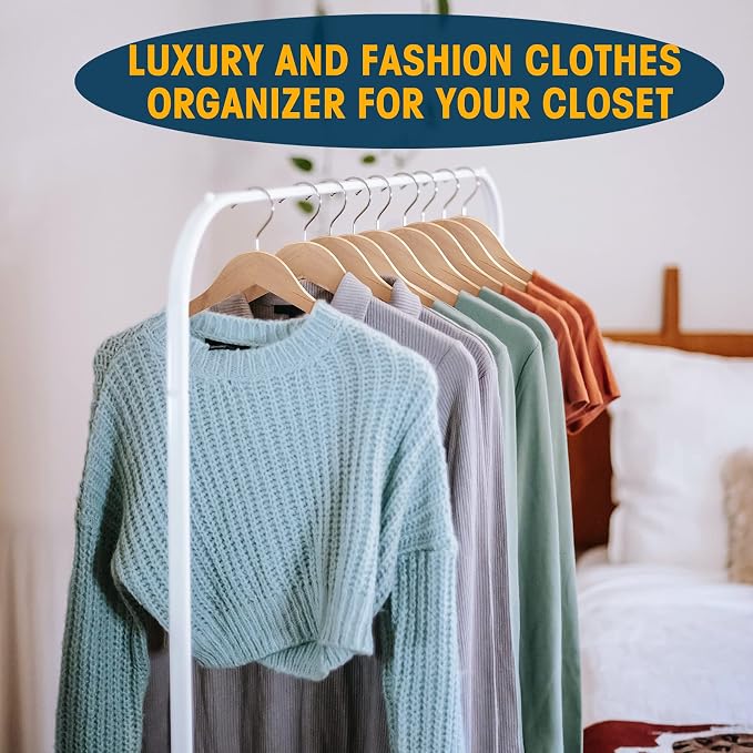 Wood Hangers - 60 Pack Solid Shirt Hangers, Heavy Duty & Slim Wooden Hangers, for Suit, Coat, Jacket, Pants（Natural）