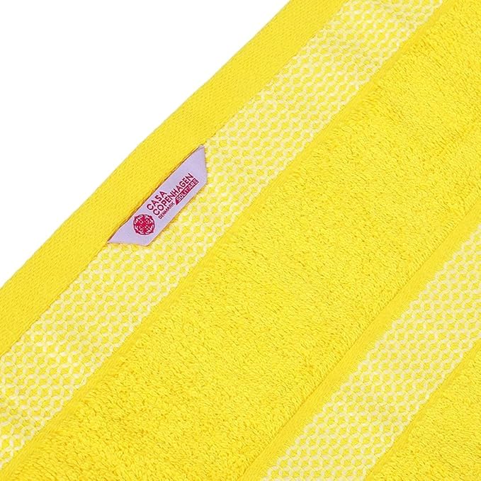 CASA COPENHAGEN Solitaire 6Pcs 100% Egyptian Cotton Large Designer Towels Gift Set- Light Yellow, 600GSM, 2Bath 2Hand 2Washcloths, Bath Towels for Bathroom Set for Women & Men
