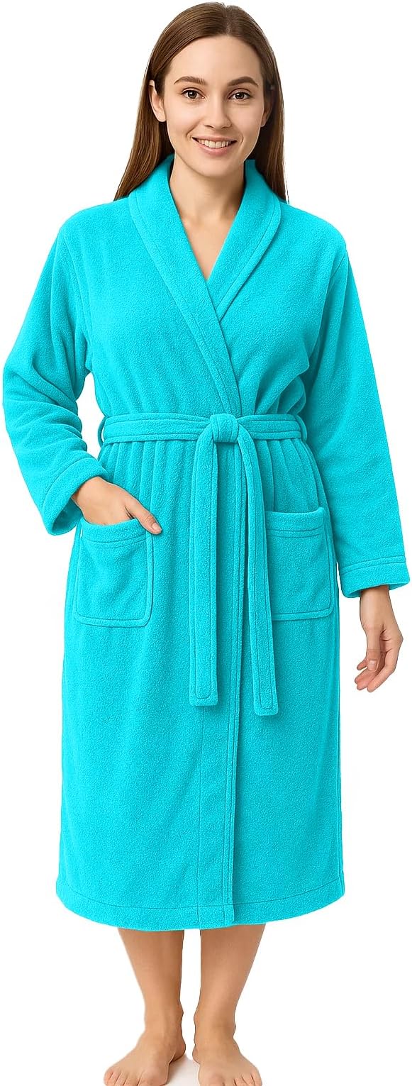 RIVERSIDE Premium 100% Cotton Terry Bathrobe For Women and Men - Soft Towel Robes with Shawl Collar Ajdustable Belt & Pockets