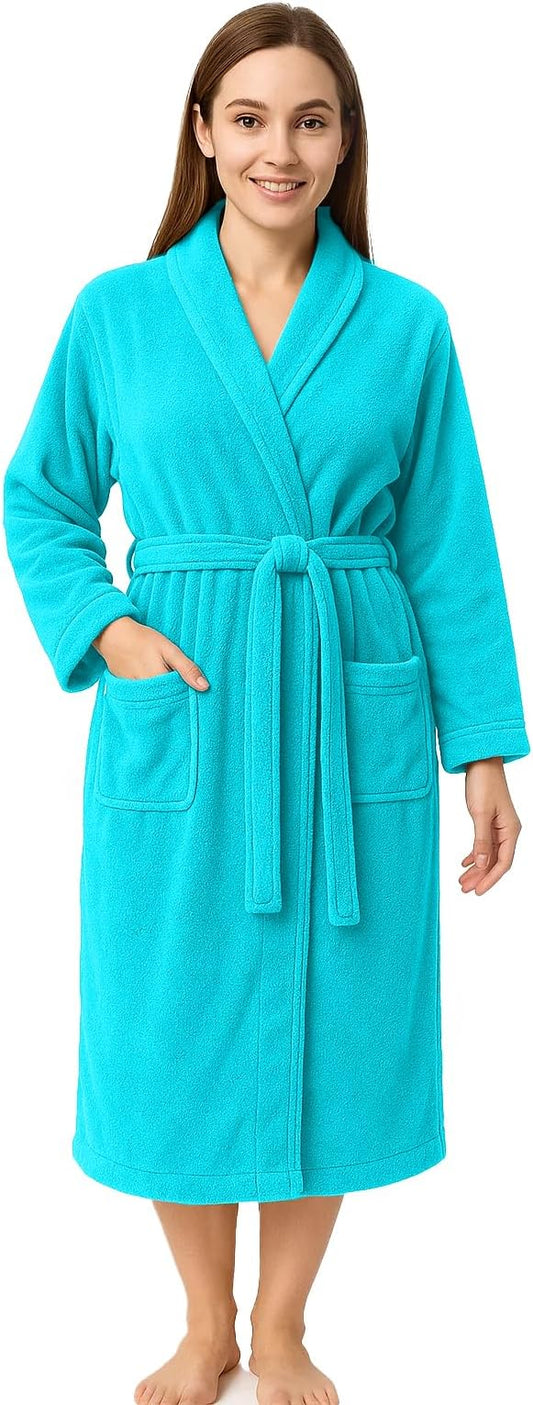 RIVERSIDE Premium 100% Cotton Terry Bathrobe For Women and Men - Soft Towel Robes with Shawl Collar Ajdustable Belt & Pockets