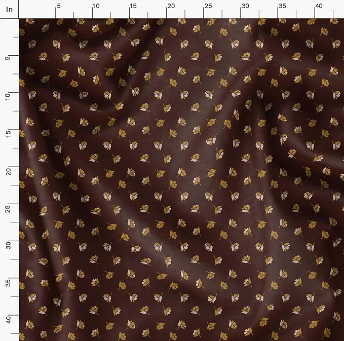 Soimoi Silky Satin Fabric Material, 1 Yard - 42" Inch Width, Brown - Floral Print - Soft Shiny Fabric for Dress, Pillowcases, Pajamas, Evening Dress, DIY