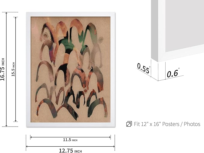 Monem Art Abstract Arch Mark Making Painting Print - Contemporary Peach and Mocha Art Poster - Wall Decor for Living Room, Bedroom or Office - 12x16 White Framed Wall Art by Renee Stramel