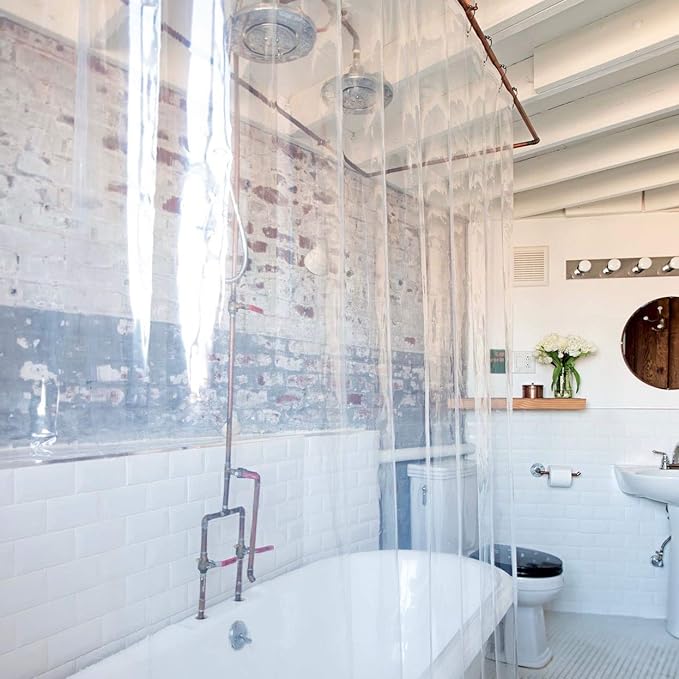 Kent & West - PEVA Shower Curtain Liner | PVC Free | Clear & Durable | Metal Grommets | 9 Gauge | Bottom Magnets | 72" W x 84" H (Extra Long)