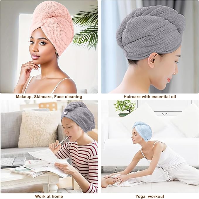 Microfiber Hair Towel for Women: Ideal Christmas Stocking Stuffer for Women, Teen Girls, and Children 3 Pack Drying Wrap Towels Designed for Curly Hair, Anti-Frizz Hair Care Accessory