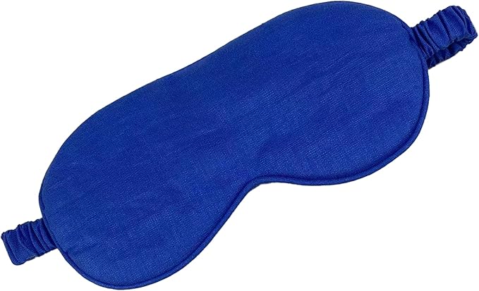 Eye mask Pure Linen Sleep Mask with Elastic Band, No Pressure On Eyes,Side Sleeper Eye Cover Organic Cotton Core Blindfold,Napping & Yoga Travel Essentials (Cornflower Blue)