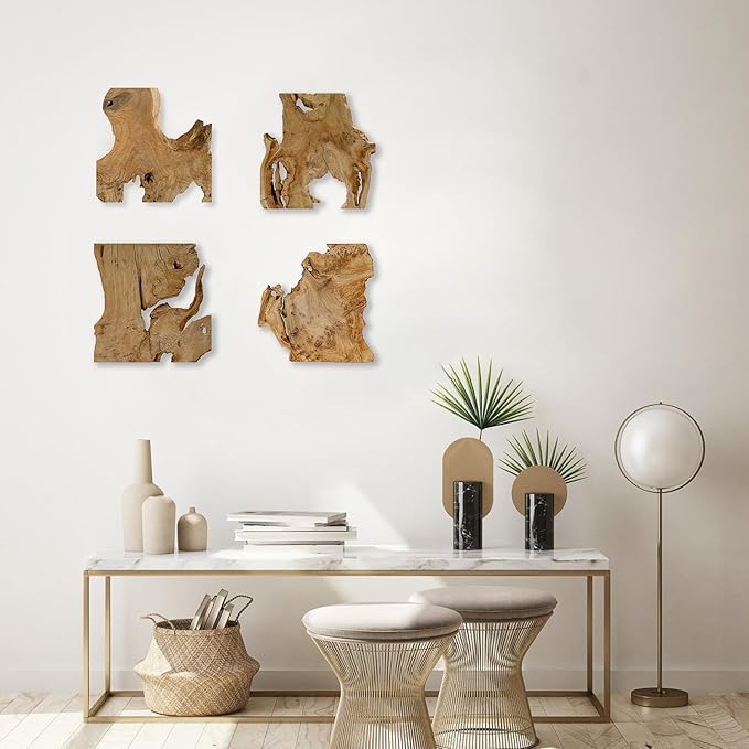 Natural Wood Wall Art - Handcrafted Rustic Decor, Frameless Design for Living Room, Bedroom, Kitchen, or Office - Unique Organic Charm for Your Home