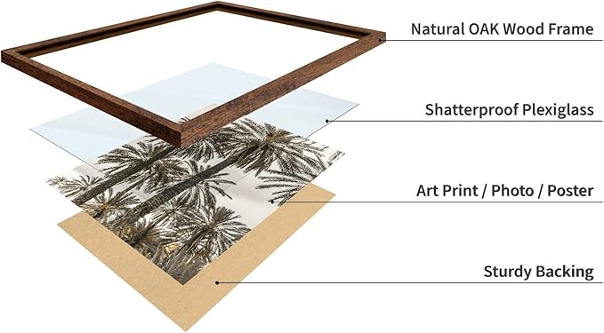 Monem Art Vintage Palm Tree Photography Print - Minimalist Tropical Landscape Poster - Wall Decor for Living Room, Bedroom or Office - 8x10 Brown Framed Wall Art by Mareike Bohmer